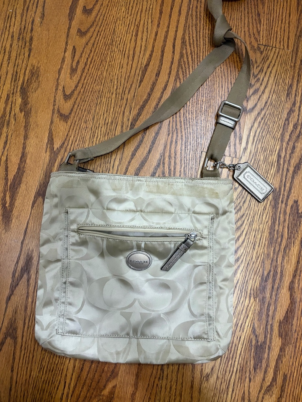 Coach Messenger Signature Nylon Crossbody with Silver Accents